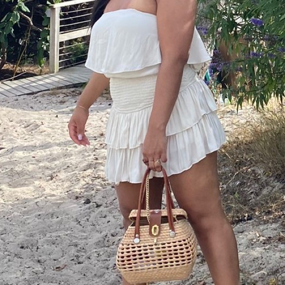 Womens Mustard Seed Monaco Ivory/Cream Satin Romper Sz M - Picture 6 of 7